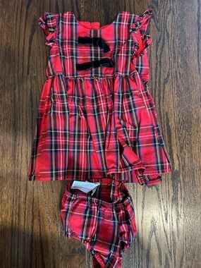 Crewcuts Red Plaid Ruffle Dress with Bloomers